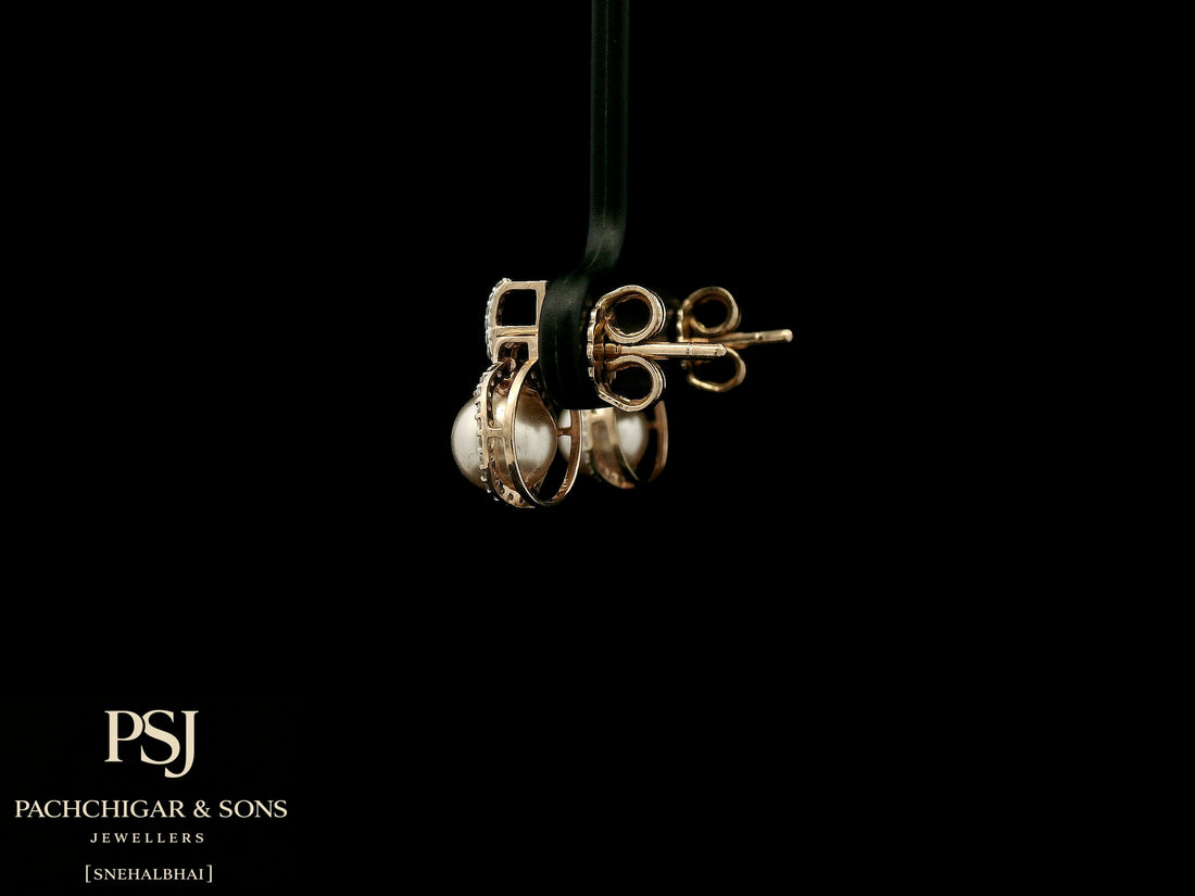 Pearl Halo Drop Earrings in Rose Gold