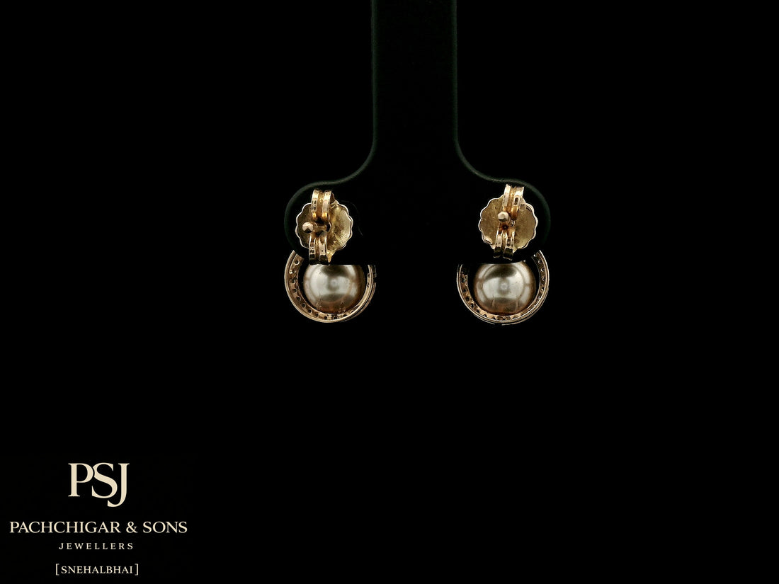 Pearl Halo Drop Earrings in Rose Gold