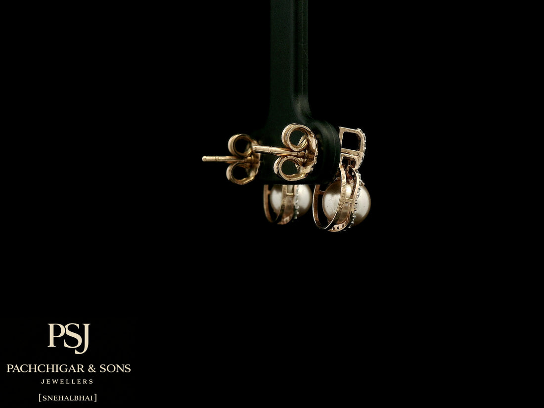 Pearl Halo Drop Earrings in Rose Gold