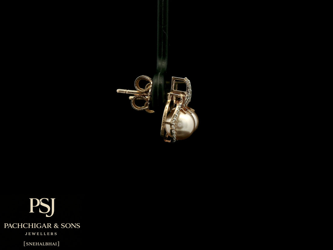 Pearl Halo Drop Earrings in Rose Gold