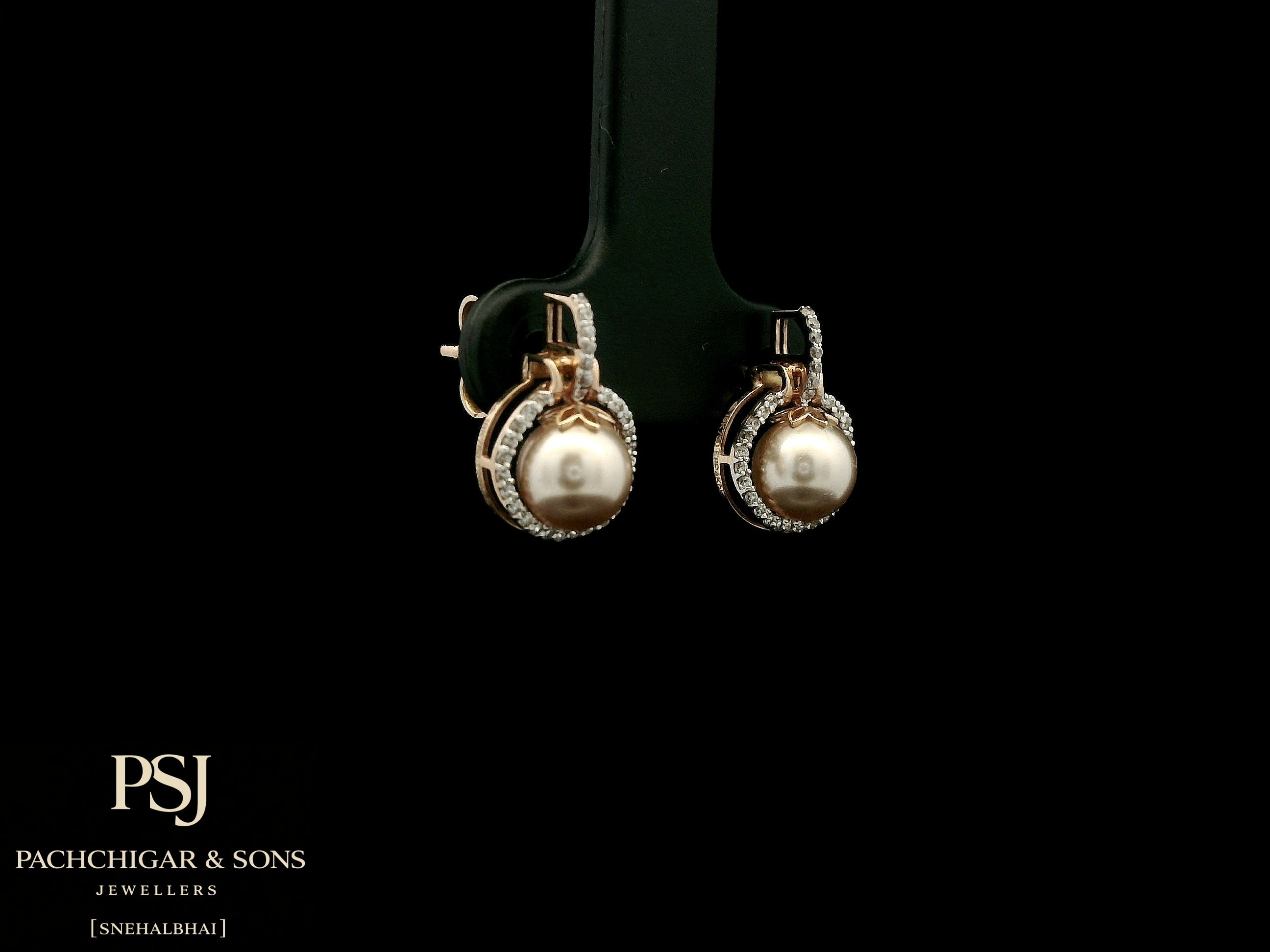 Pearl Halo Drop Earrings in Rose Gold