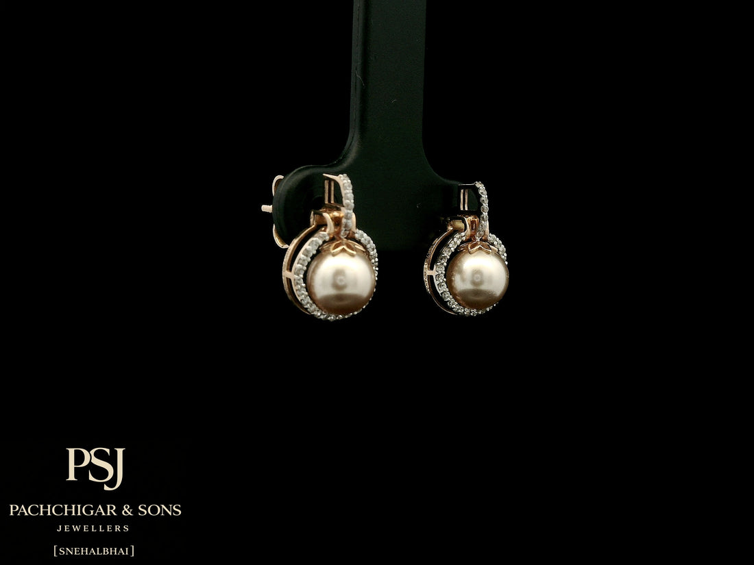 Pearl Halo Drop Earrings in Rose Gold