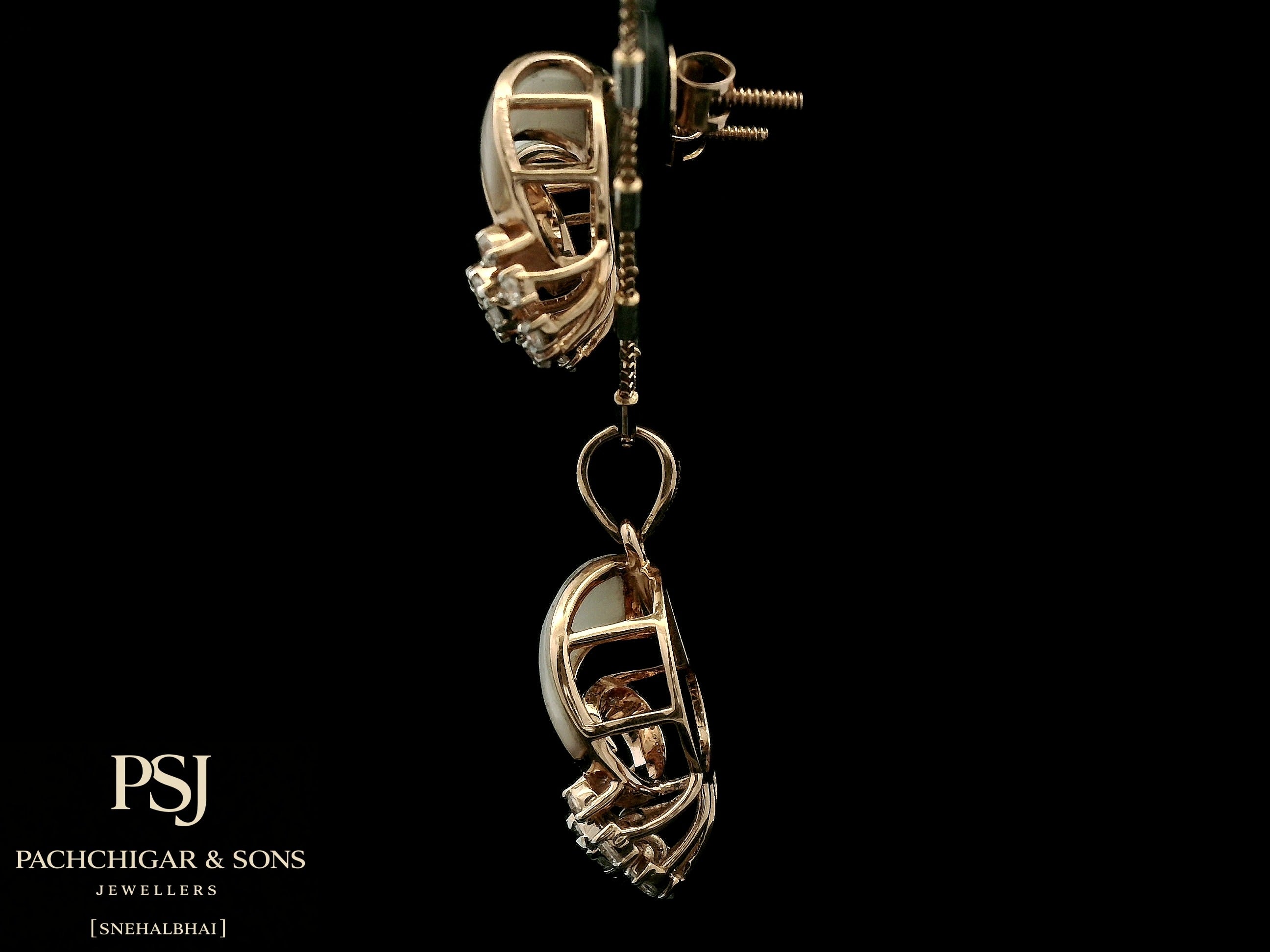 Pearl and Diamond Floral Pendant Set in Rose Gold