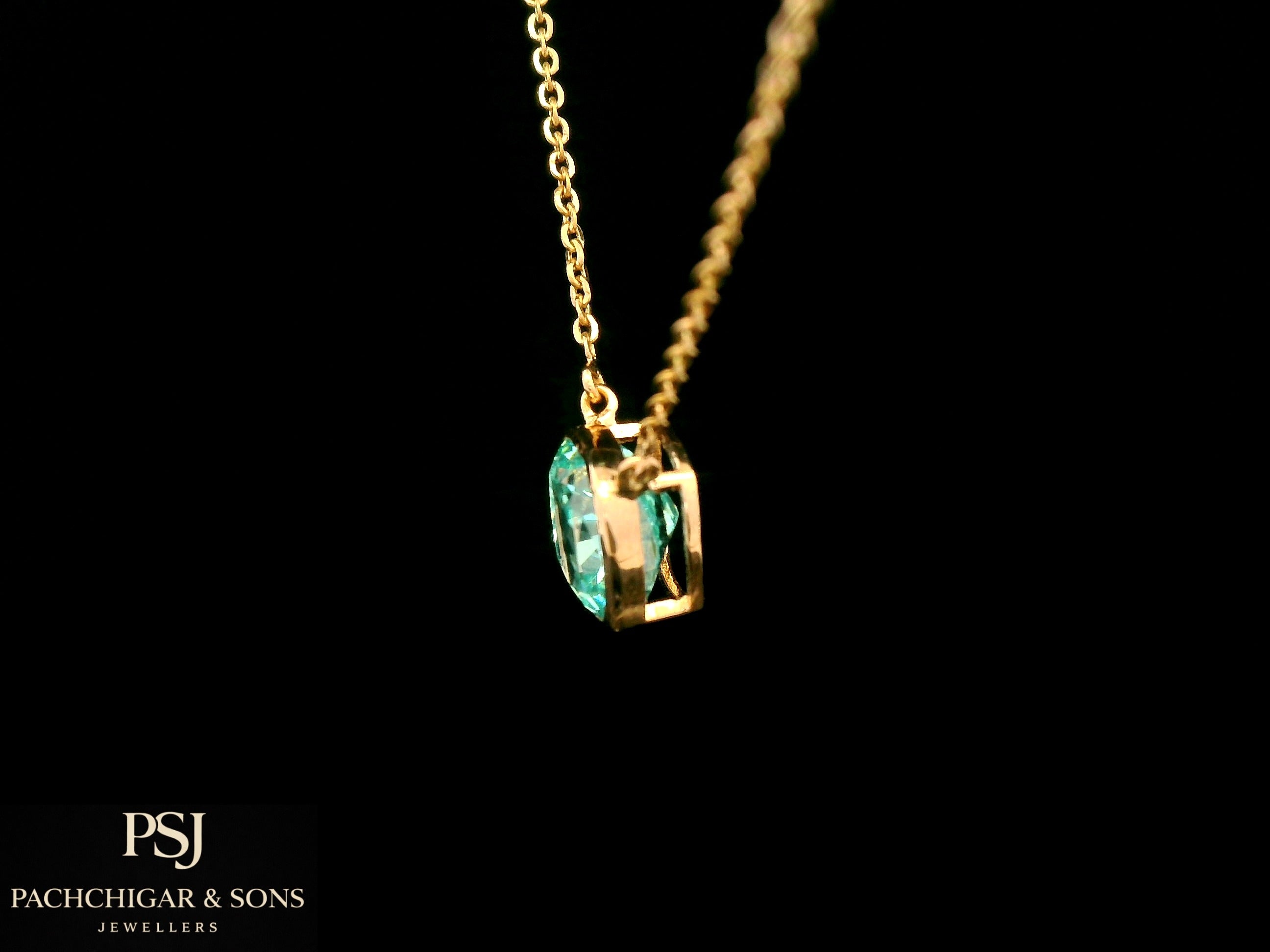 Solitaire Blue Gemstone Pendant Necklace in Gold