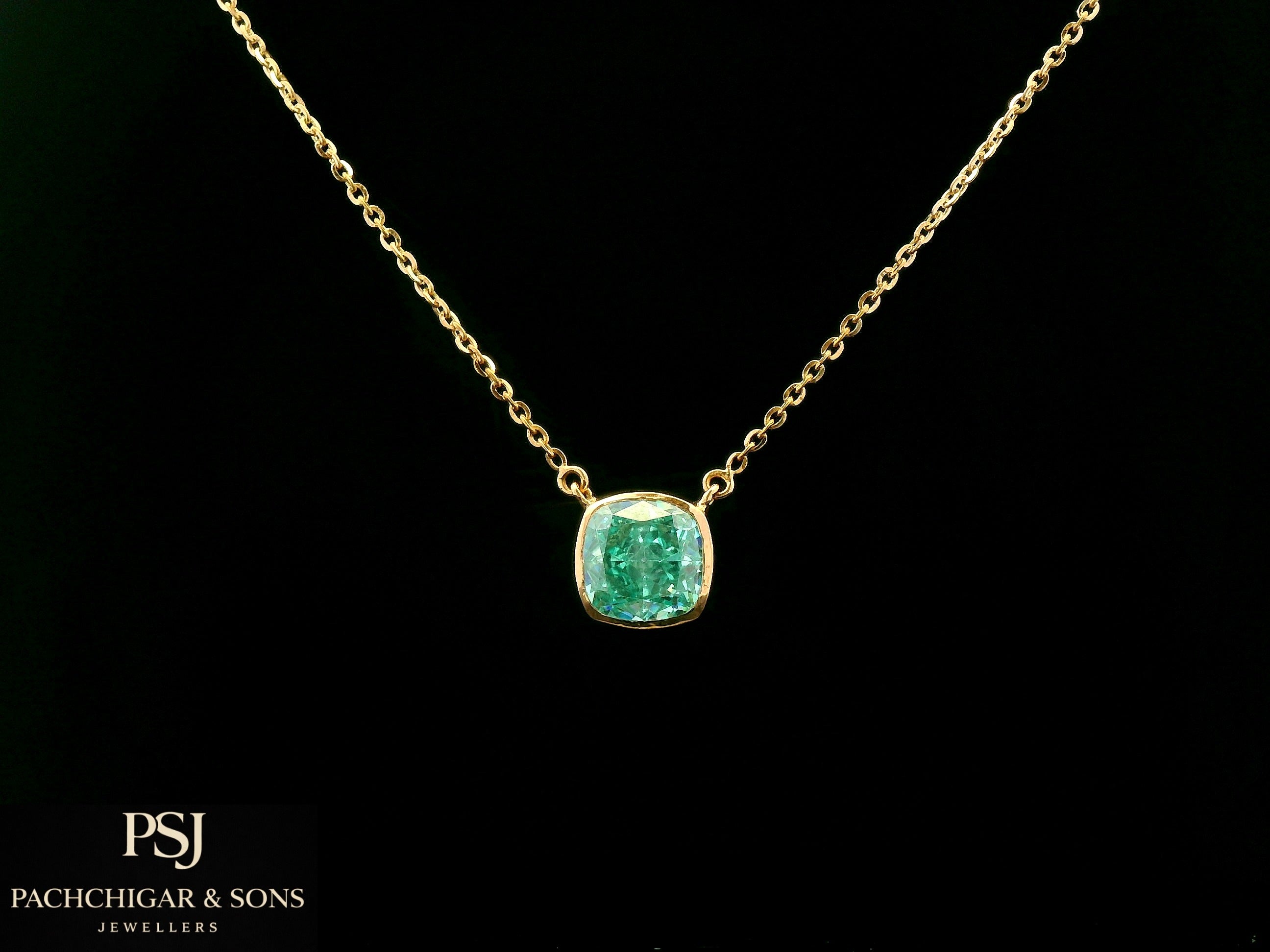 Solitaire Blue Gemstone Pendant Necklace in Gold