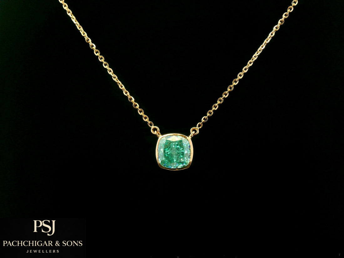 Solitaire Blue Gemstone Pendant Necklace in Gold