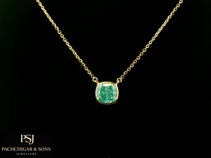 Solitaire Blue Gemstone Pendant Necklace in Gold