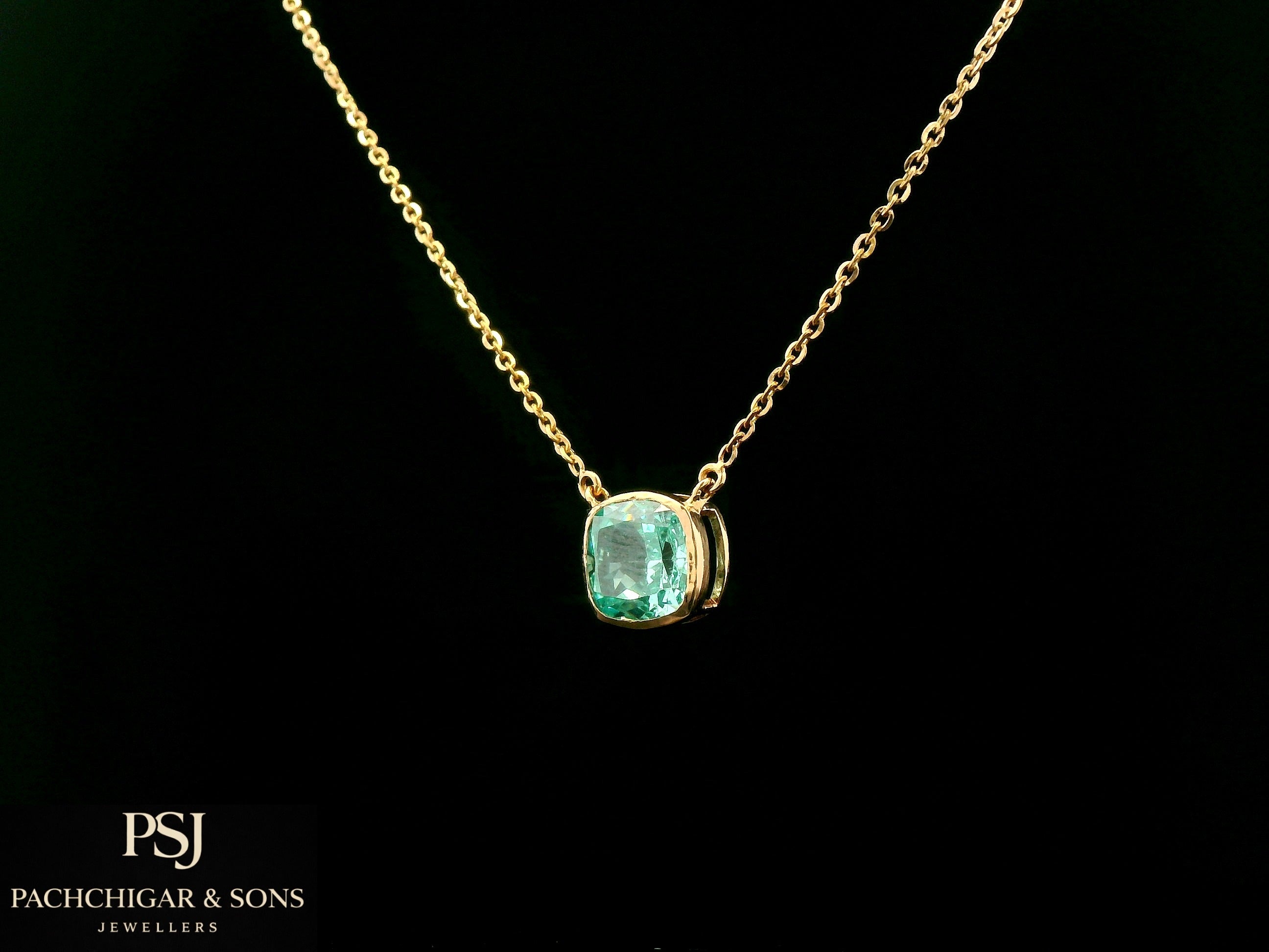 Solitaire Blue Gemstone Pendant Necklace in Gold