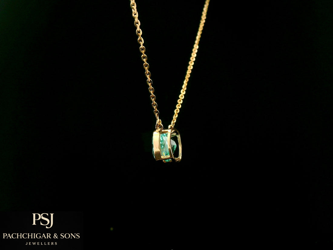 Solitaire Blue Gemstone Pendant Necklace in Gold