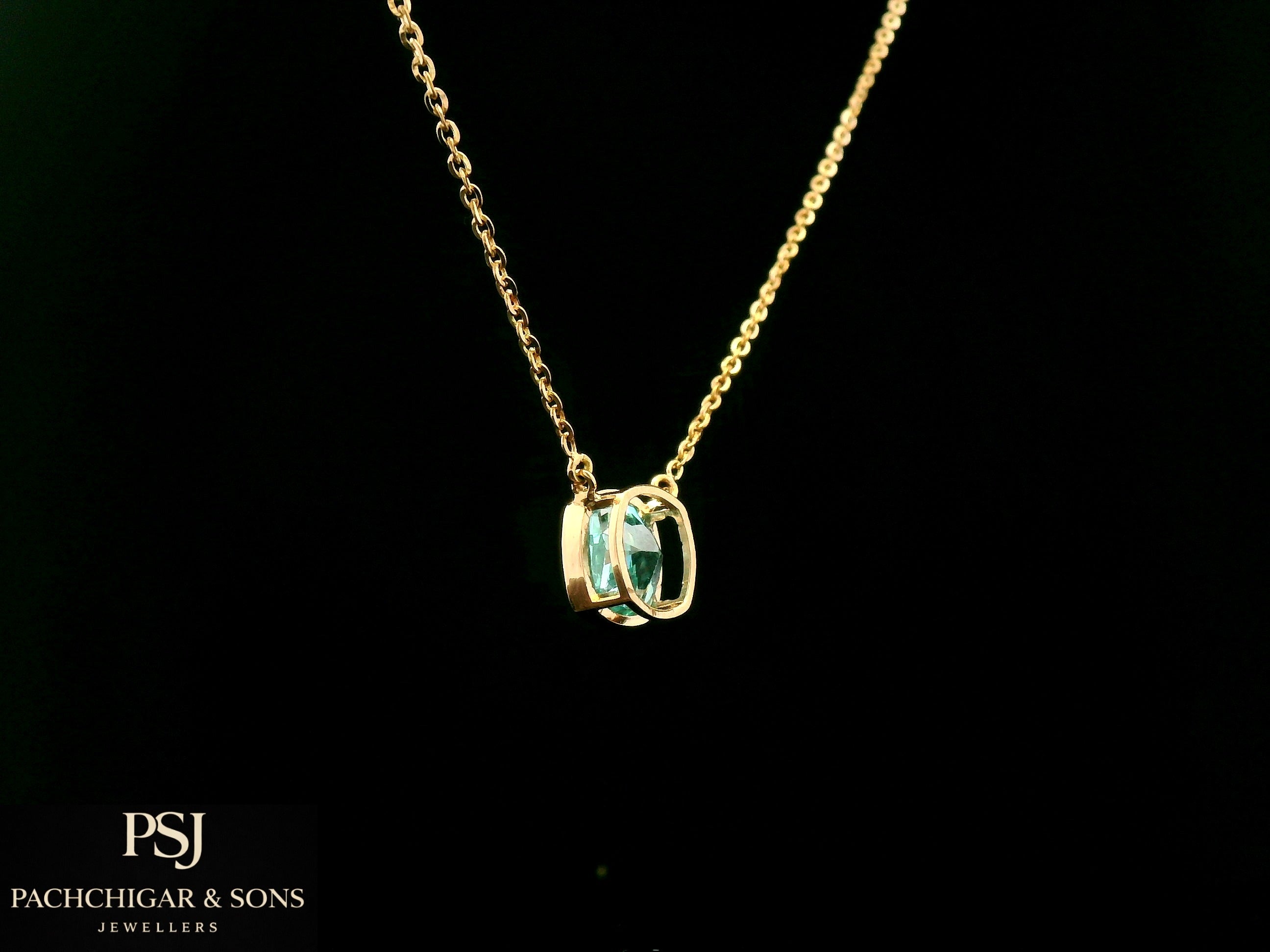 Solitaire Blue Gemstone Pendant Necklace in Gold