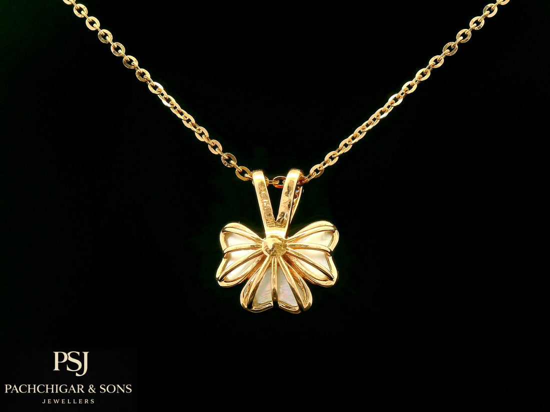 Butterfly Diamond Pendant Set with Mother of Pearl Finish