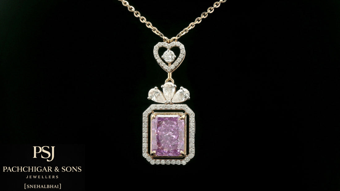Pink Emerald Cut Stone Pendant Necklace
