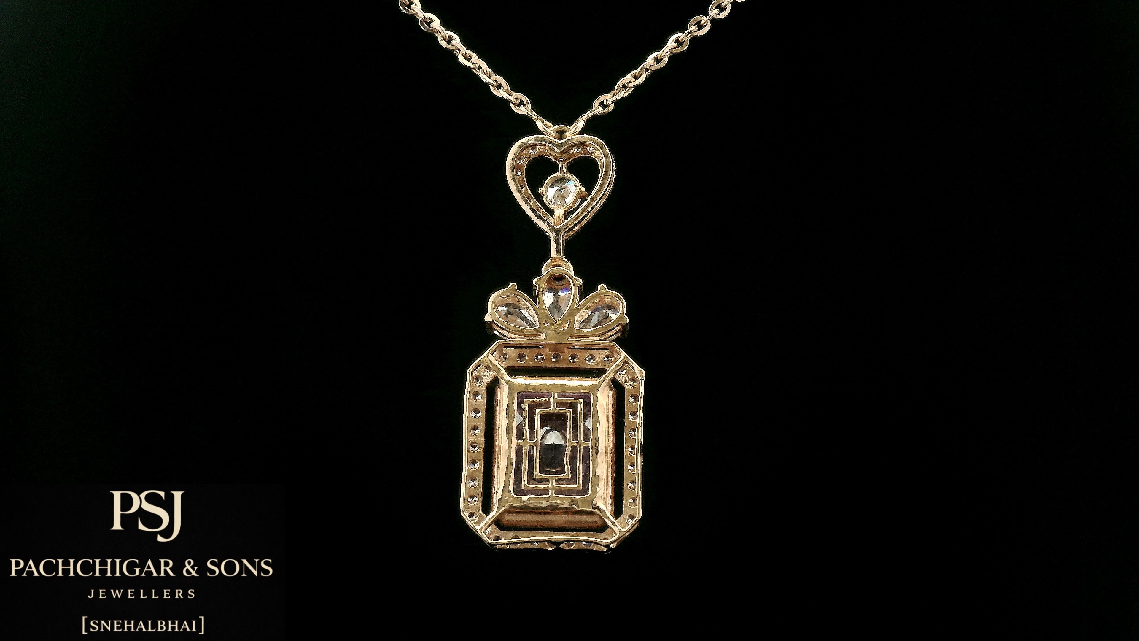 Pink Emerald Cut Stone Pendant Necklace