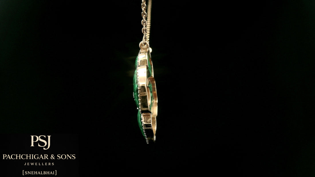 Malachite Floral Diamond Pendant Necklace