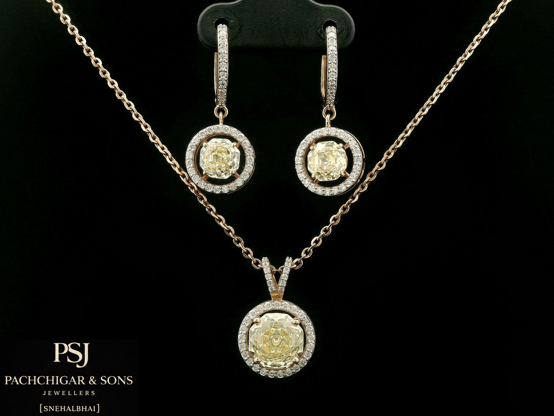 Champagne Stone Pendant Set
