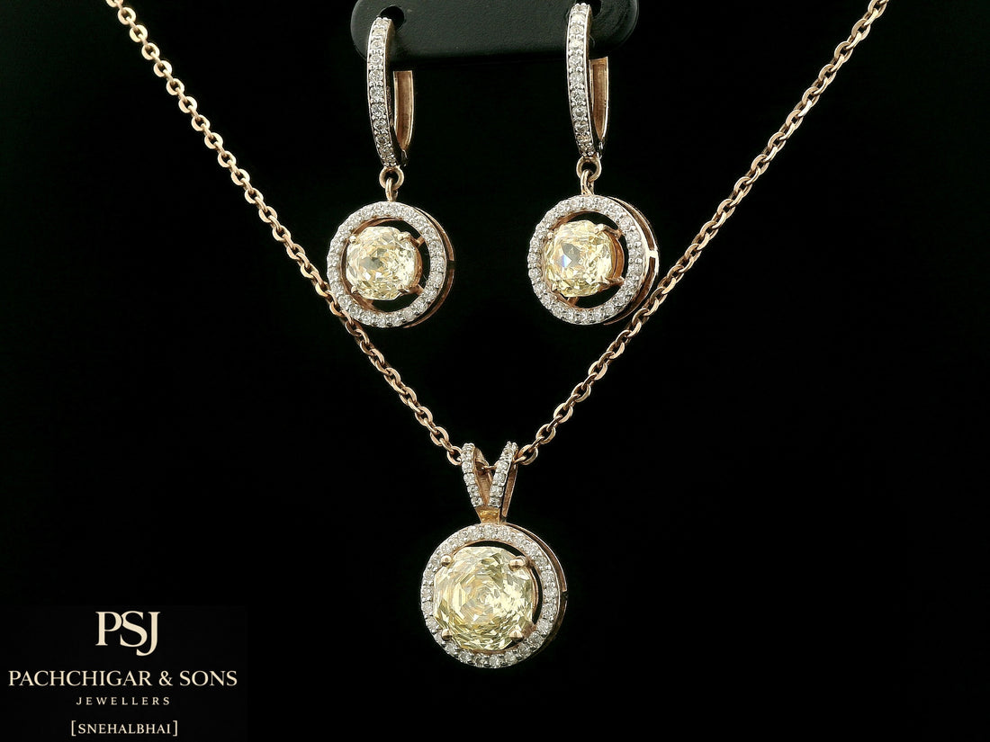 Champagne Stone Pendant Set