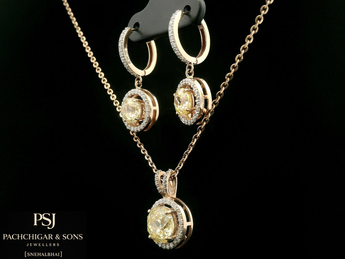 Champagne Stone Pendant Set