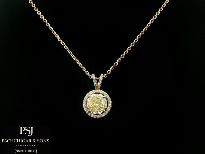Round Halo Diamond Pendant Necklace