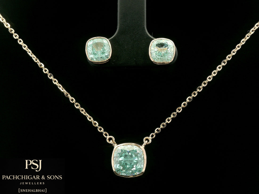 Sky Blue Stone Pendant Set