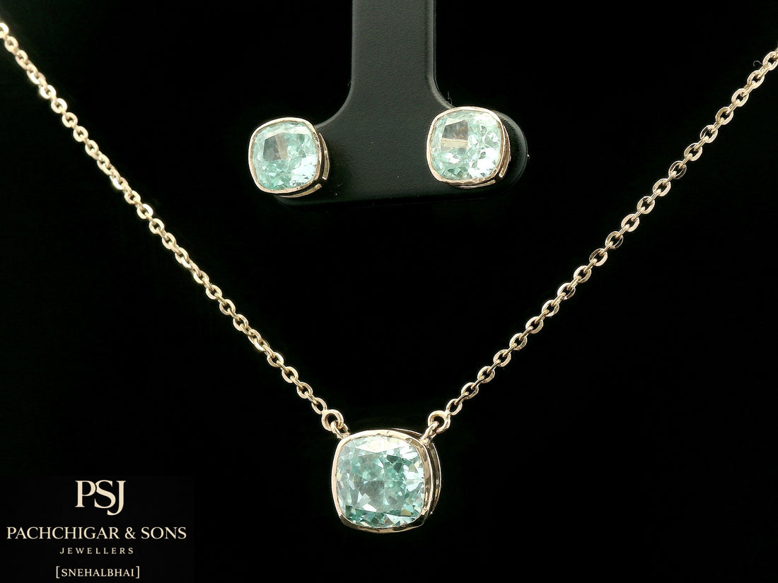 Sky Blue Stone Pendant Set