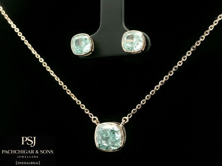 Sky Blue Stone Pendant Set