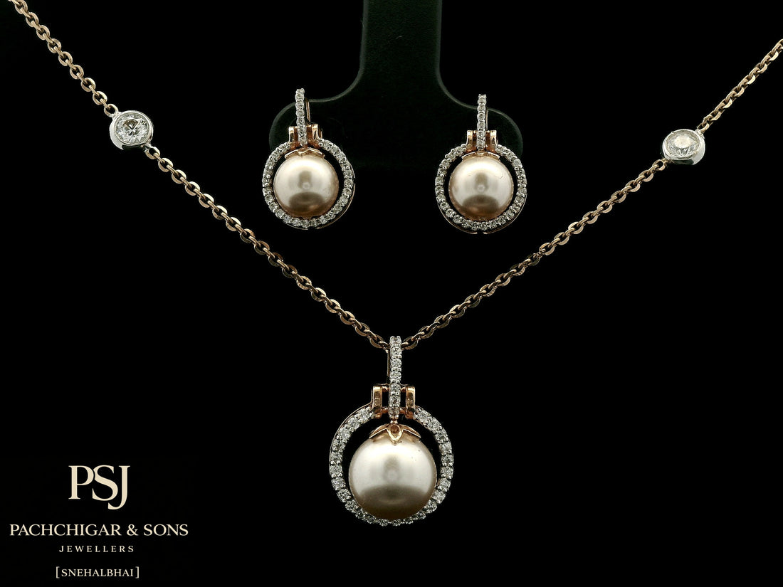 Pearl and Diamond Pendant Set