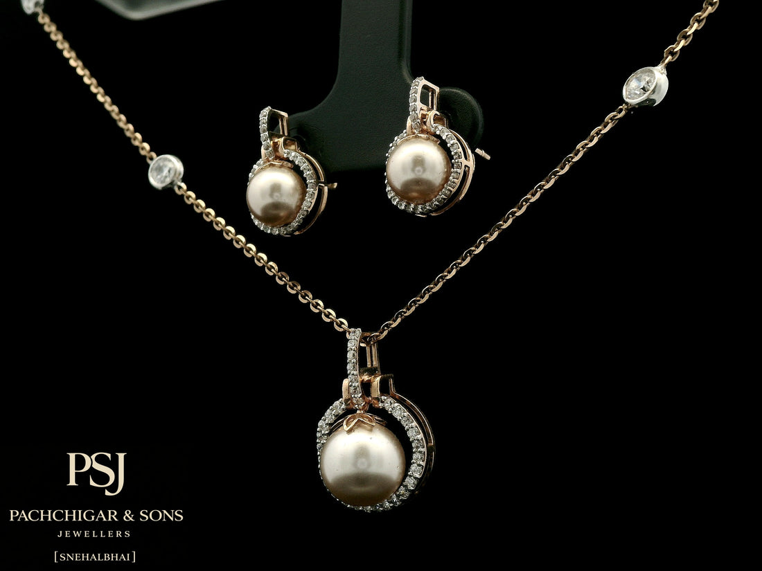 Pearl and Diamond Pendant Set