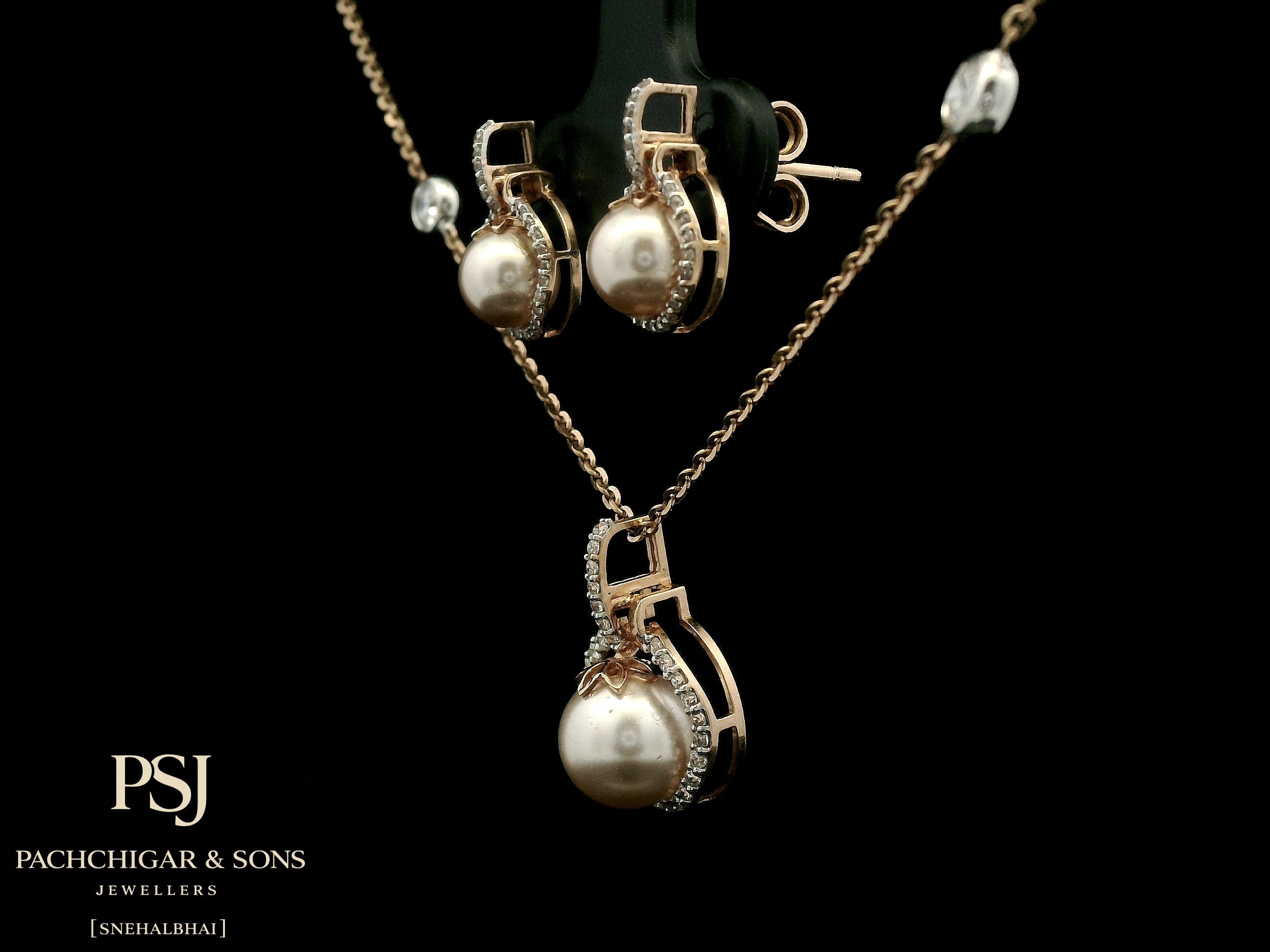 Pearl and Diamond Pendant Set