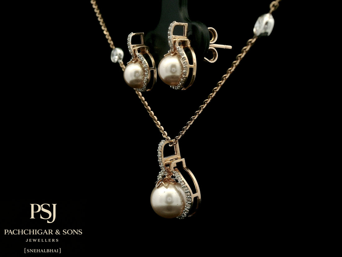 Pearl and Diamond Pendant Set