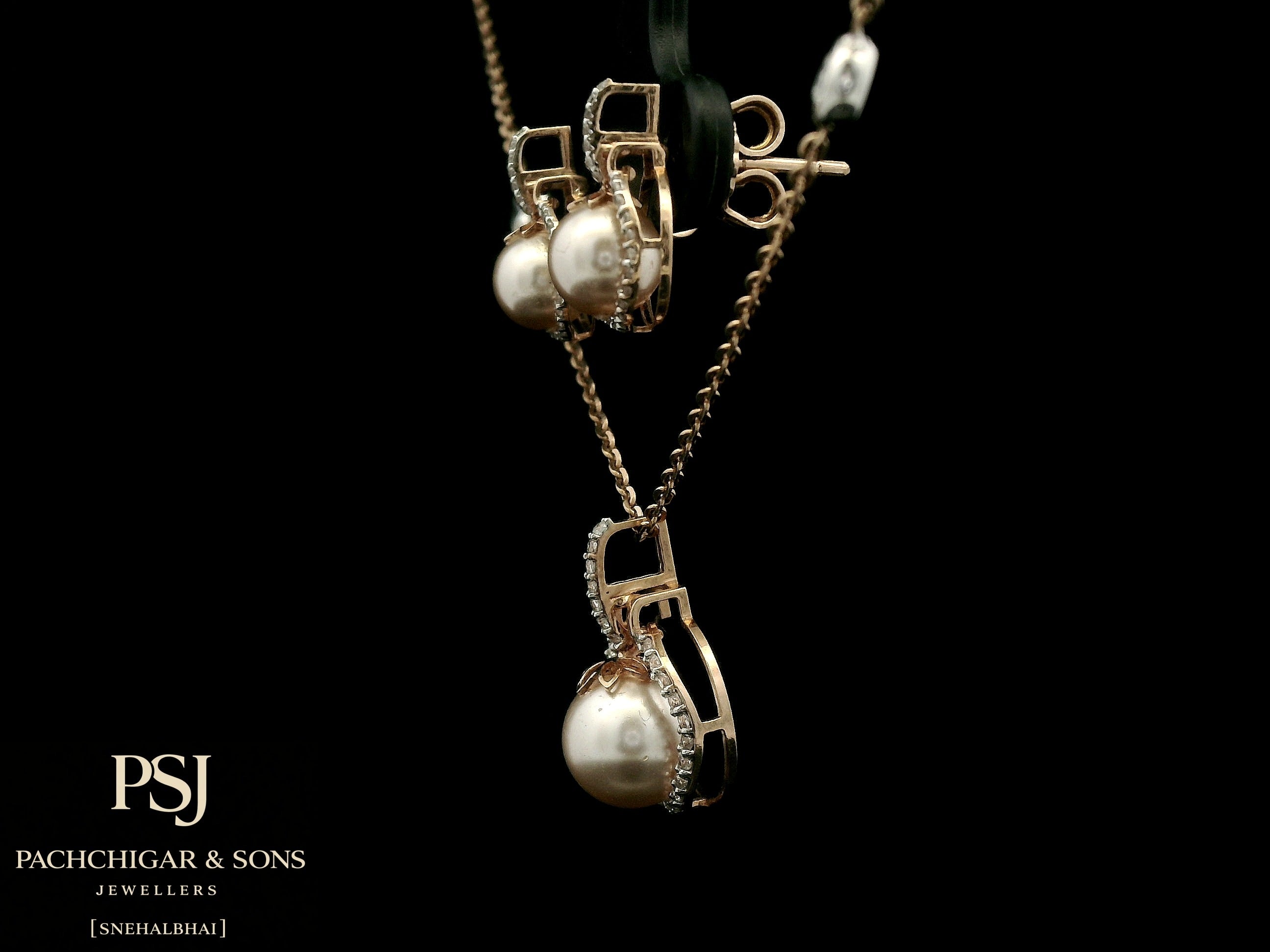 Pearl and Diamond Pendant Set