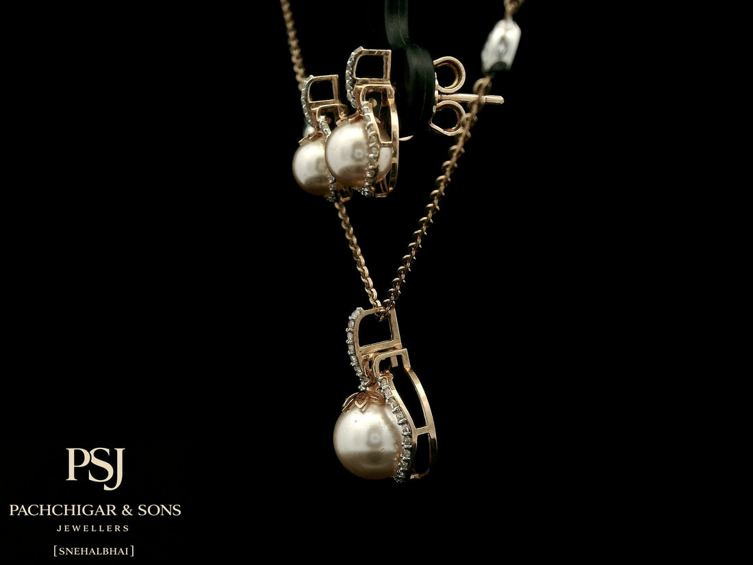 Pearl and Diamond Pendant Set