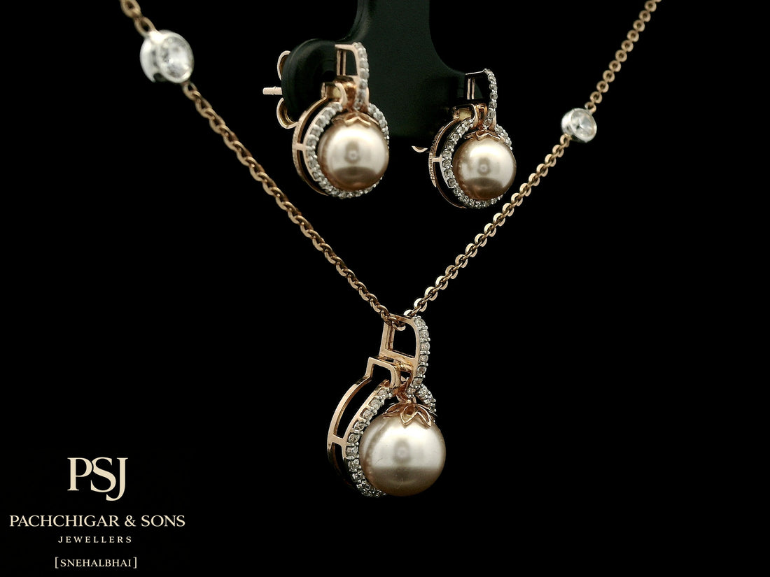Pearl and Diamond Pendant Set