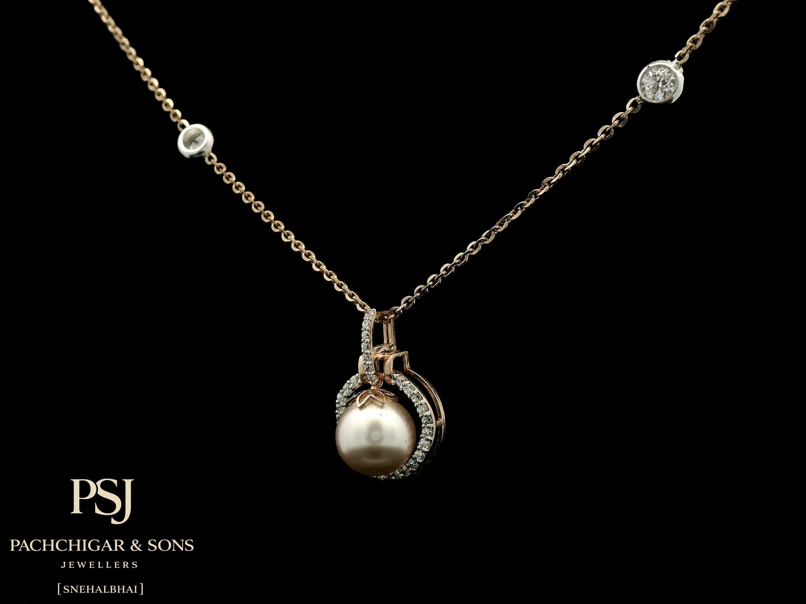 Classic Pearl Halo Pendant Set with Diamond Accents