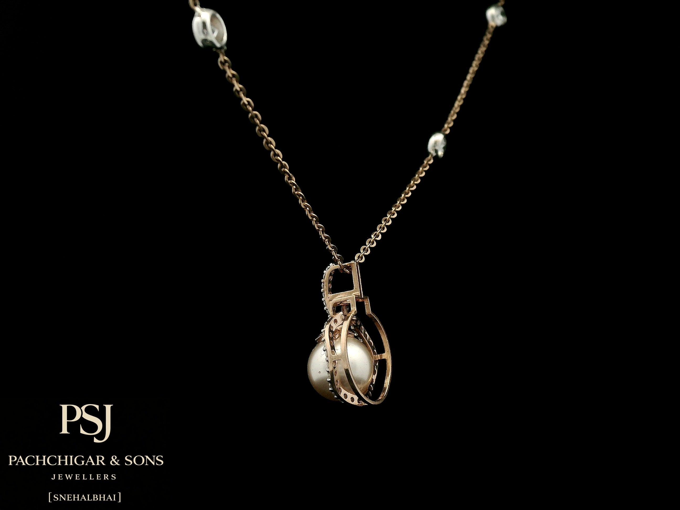 Classic Pearl Halo Pendant Set with Diamond Accents