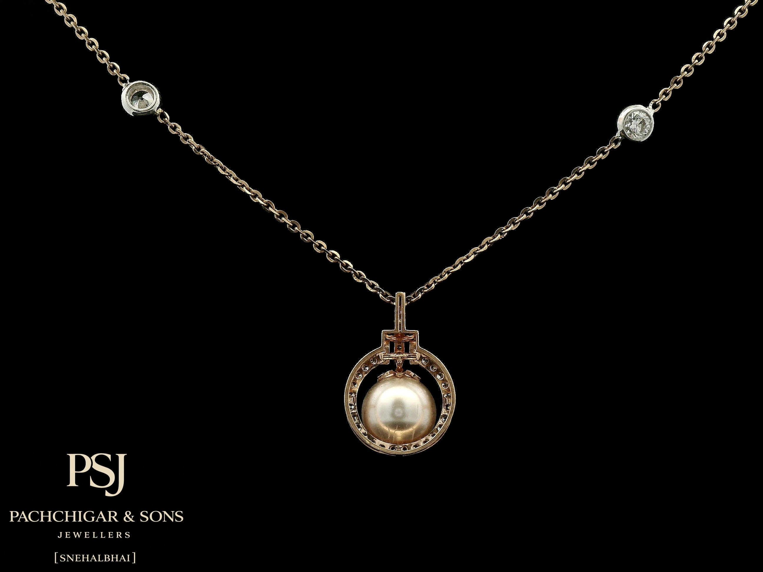 Classic Pearl Halo Pendant Set with Diamond Accents