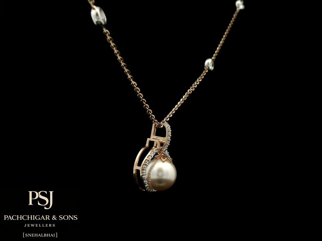 Classic Pearl Halo Pendant Set with Diamond Accents