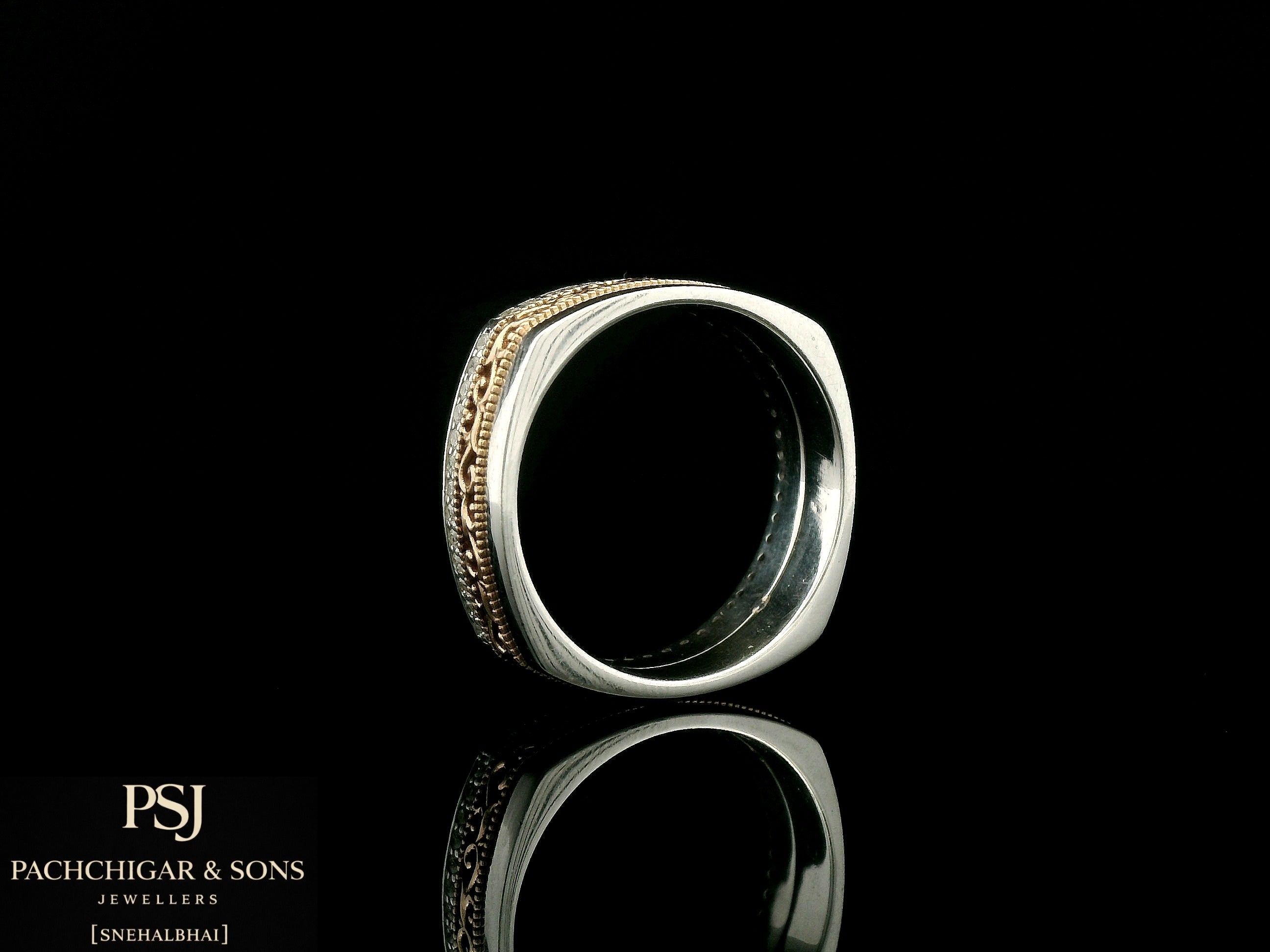 Two Tone Diamond Couple Band for Men