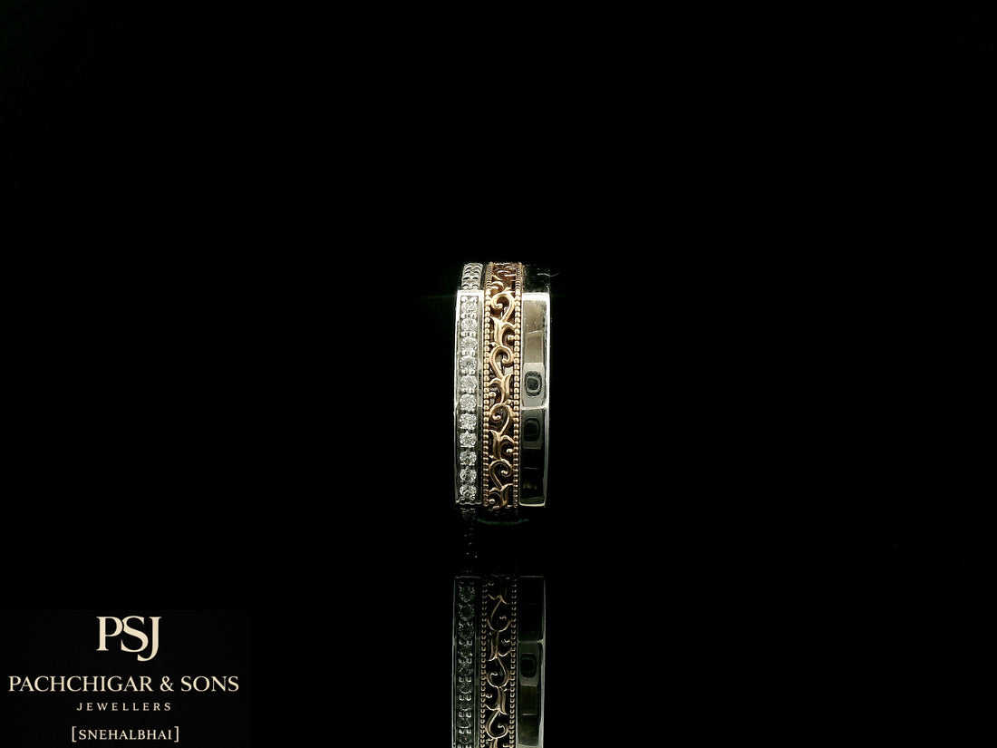 Elegant Two Tone Diamond Couple Band for Women