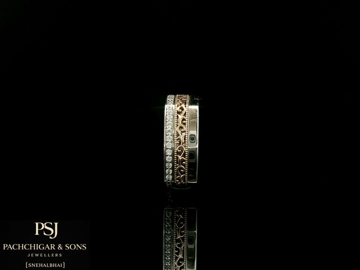 Elegant Two Tone Diamond Couple Band for Women