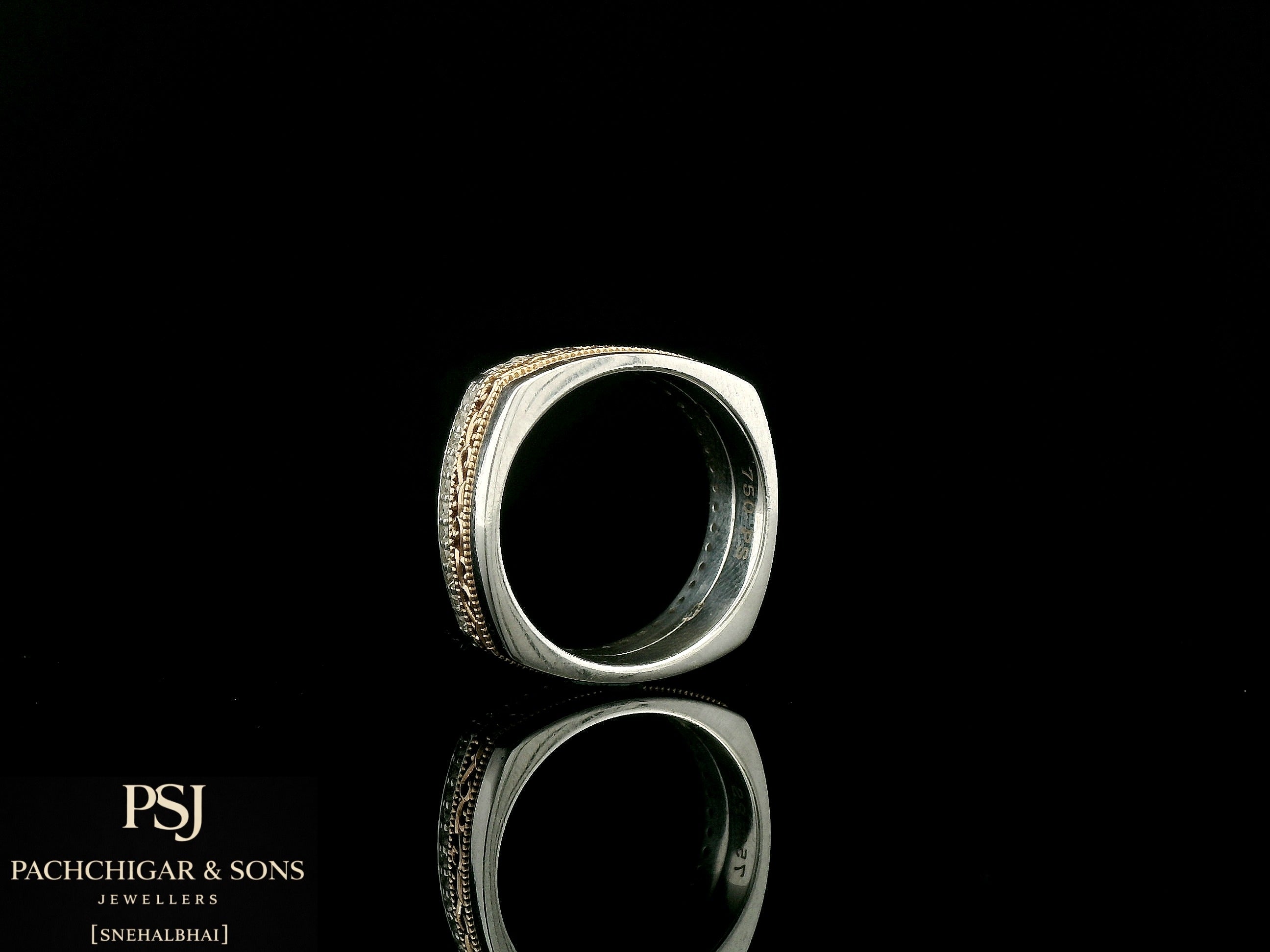 Elegant Two Tone Diamond Couple Band for Women