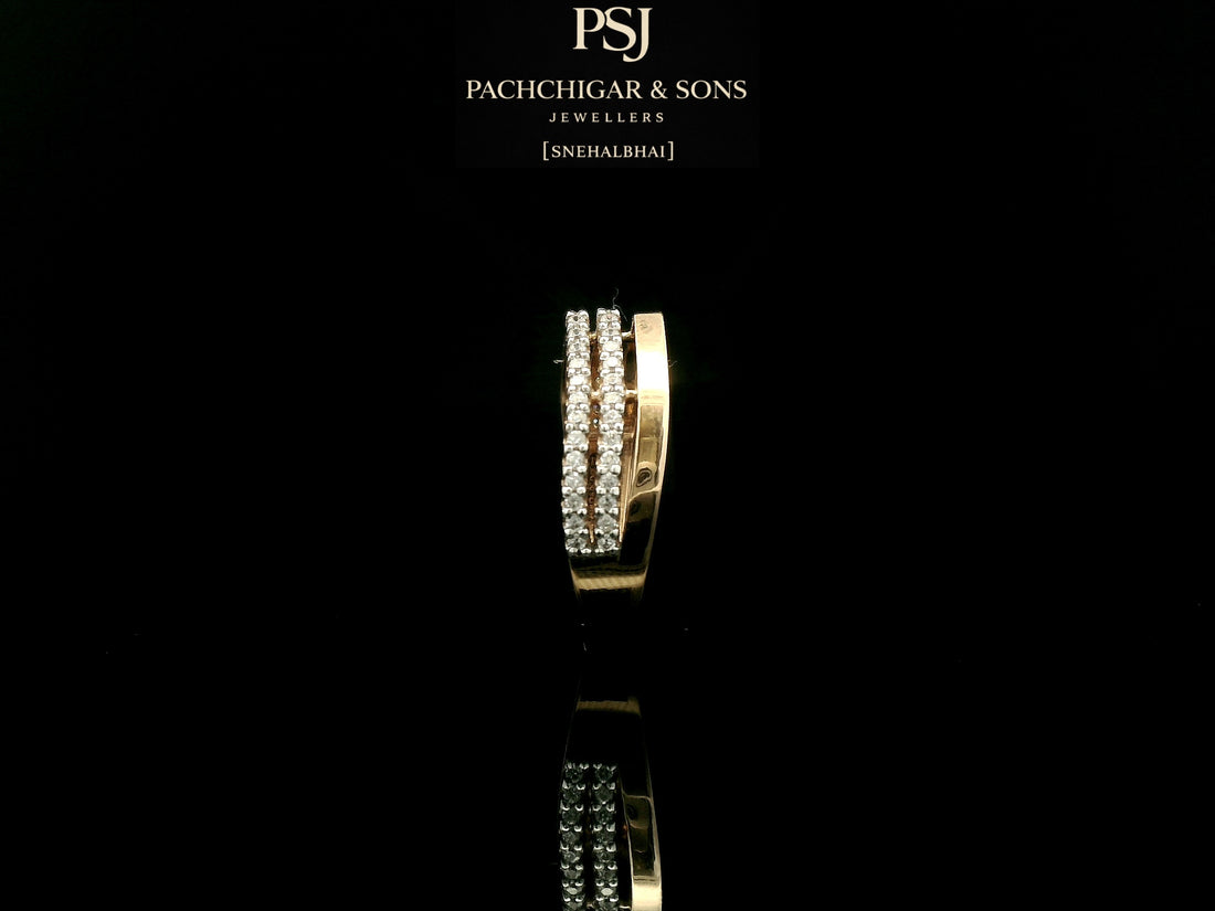 Elegant Double Row Diamond Band Ring in Rose Gold Finish
