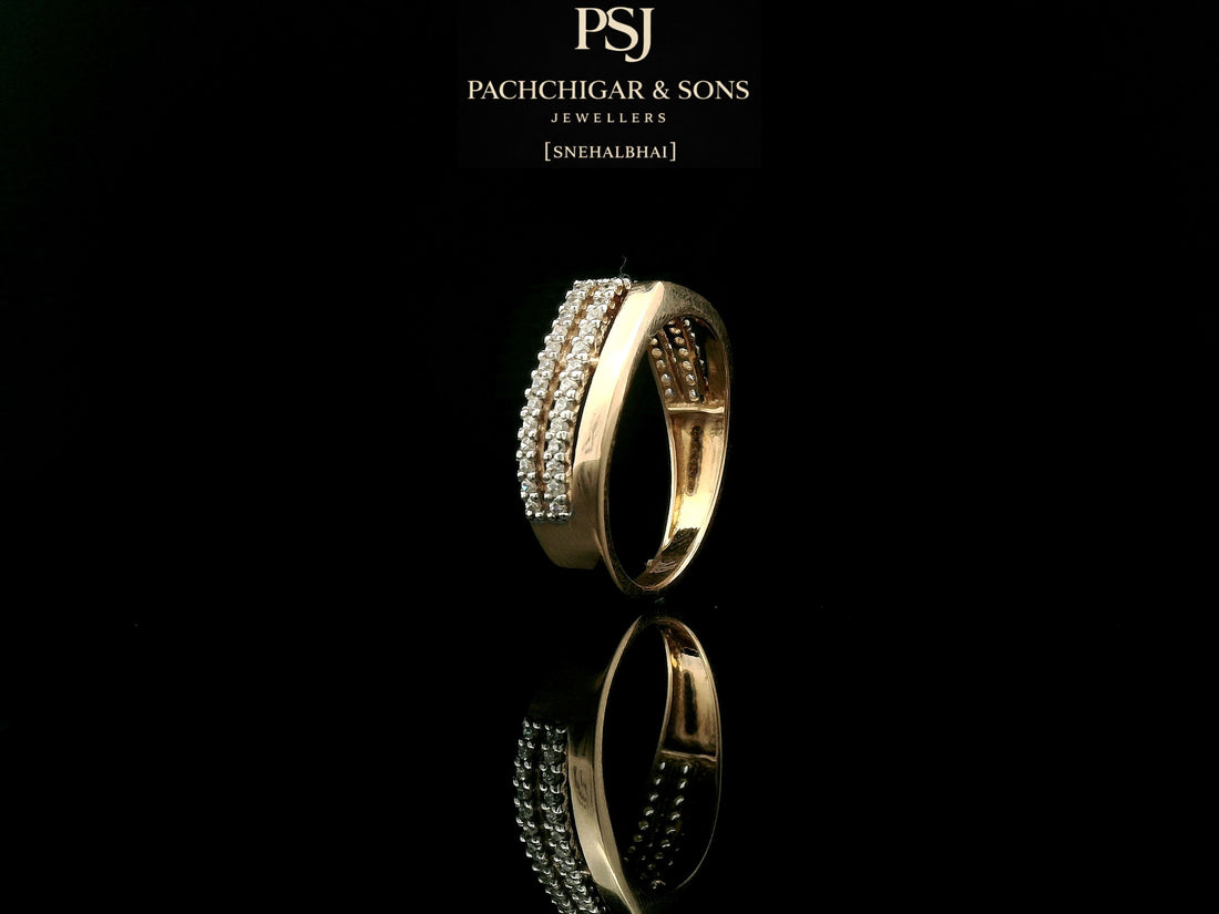 Elegant Double Row Diamond Band Ring in Rose Gold Finish