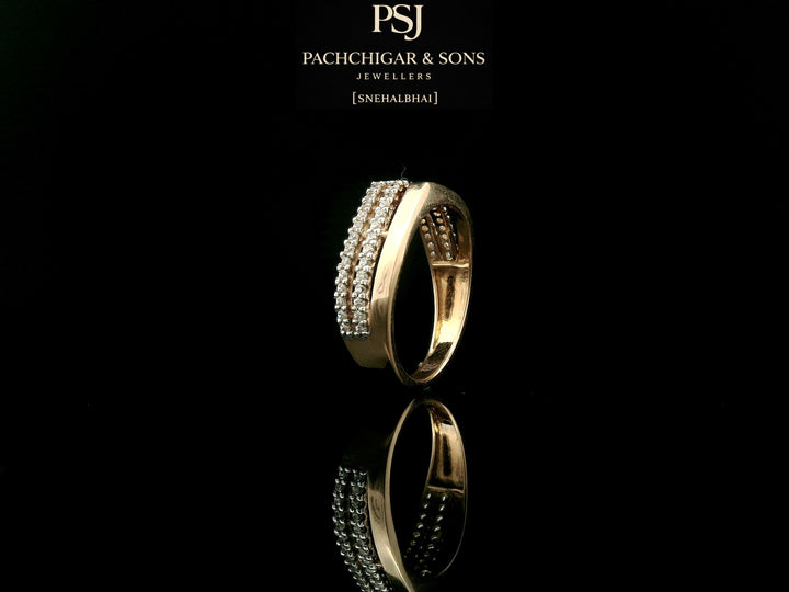 Elegant Double Row Diamond Band Ring in Rose Gold Finish