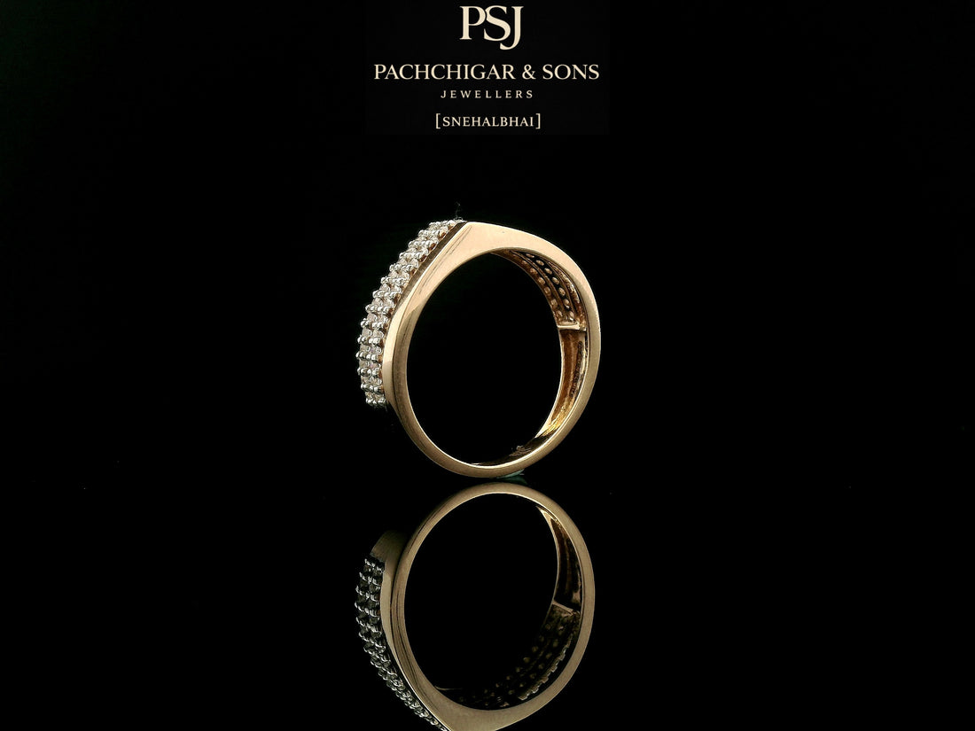 Elegant Double Row Diamond Band Ring in Rose Gold Finish