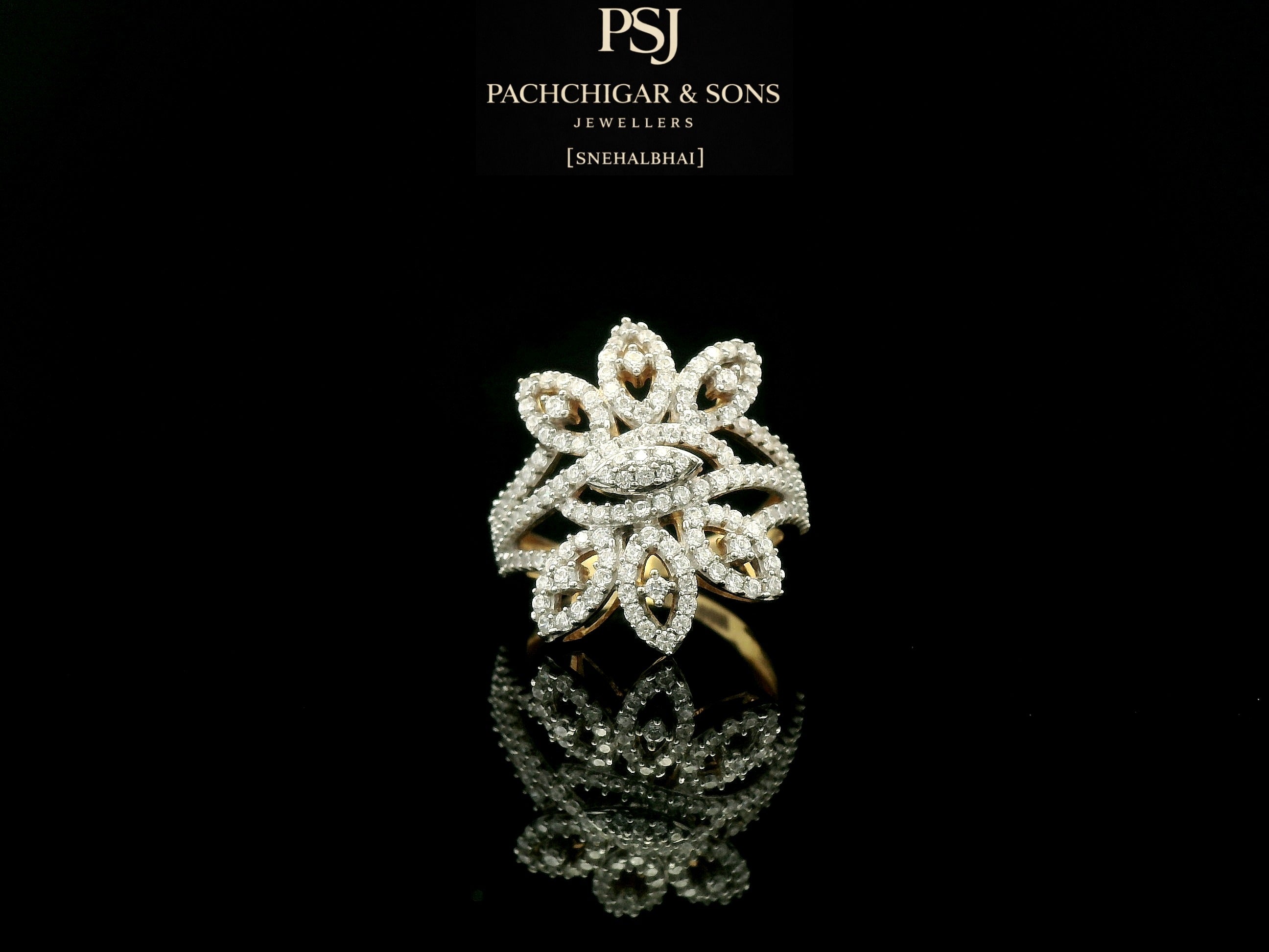 Floral Diamond Statement Ring in Rose Gold