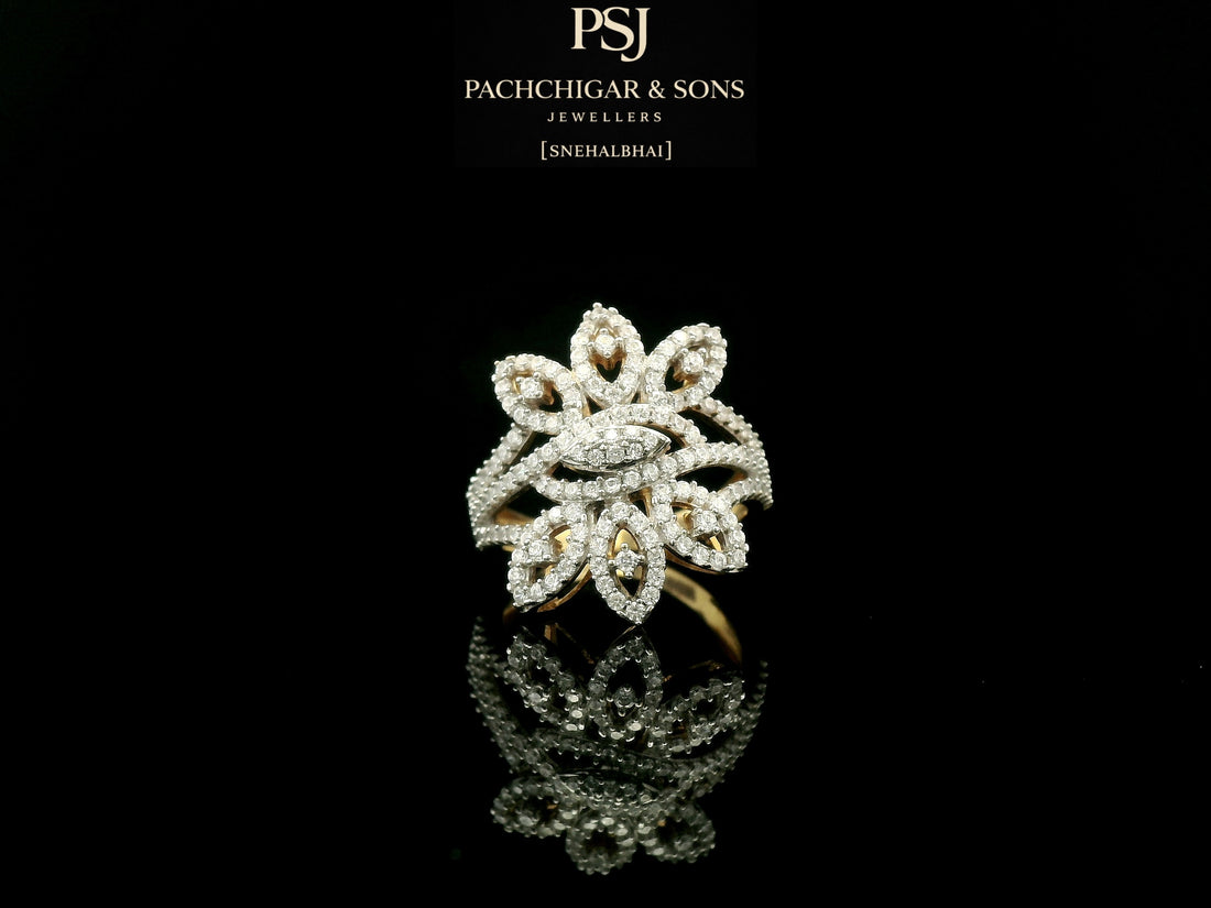 Floral Diamond Statement Ring in Rose Gold