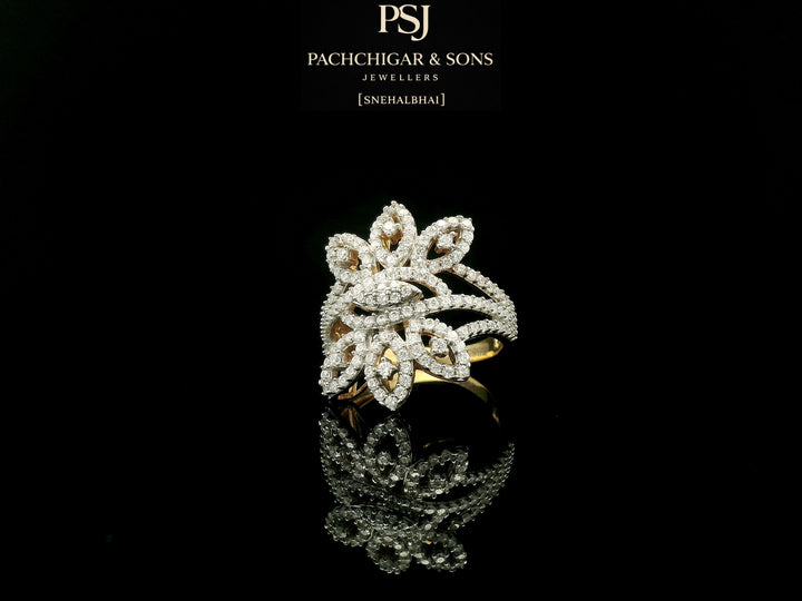 Floral Diamond Statement Ring in Rose Gold
