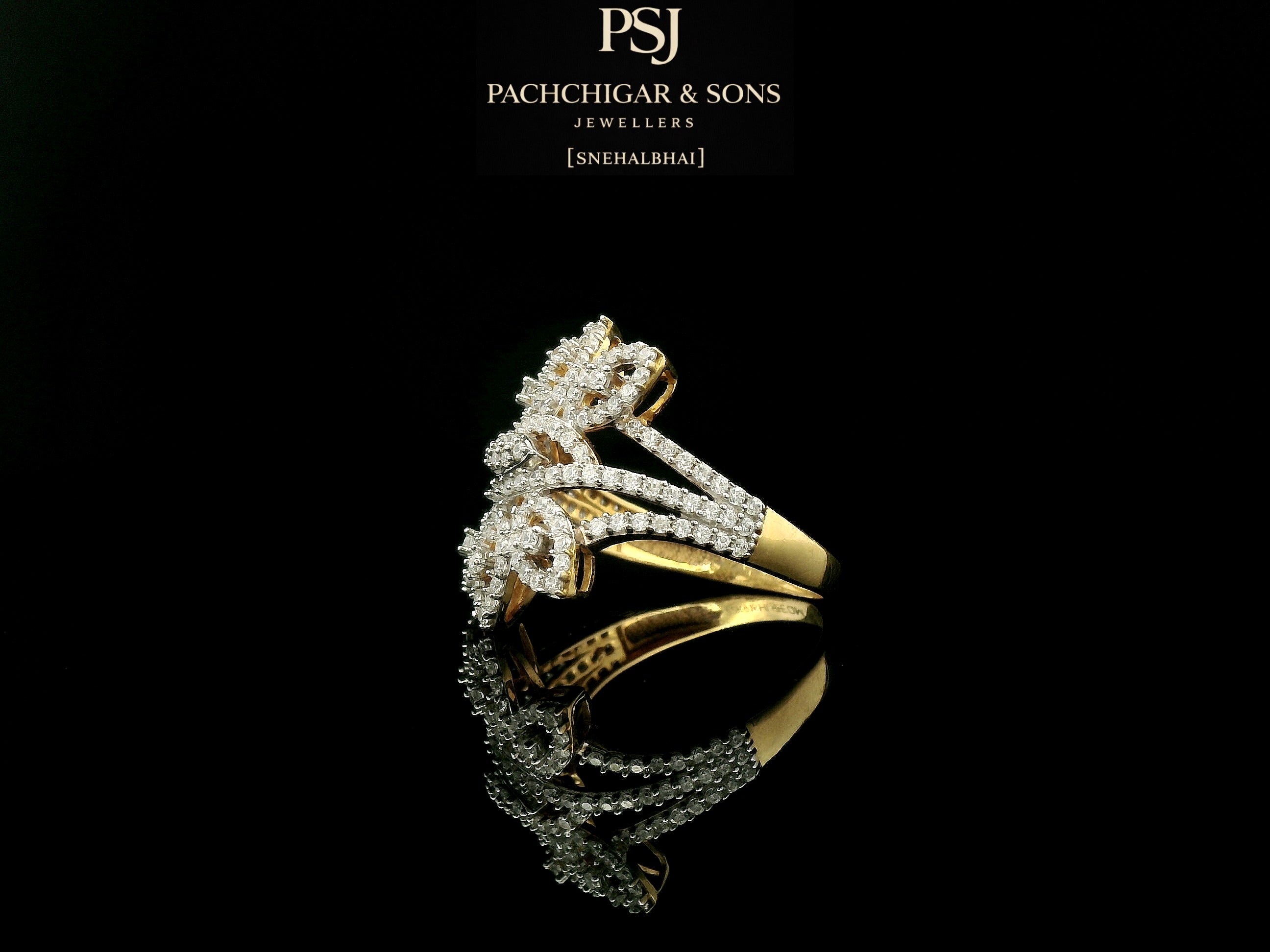 Floral Diamond Statement Ring in Rose Gold