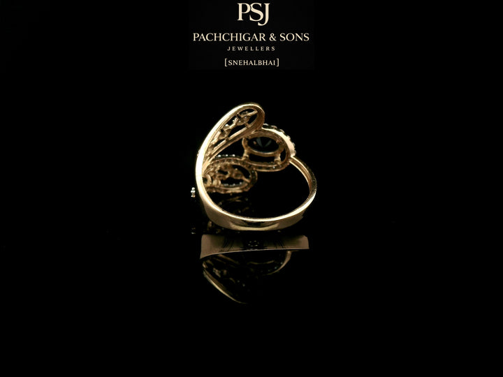 Blue Sapphire Leaf Designer Ring