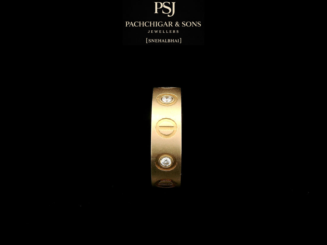Classic Screw Motif Diamond Band Ring in Rose Gold